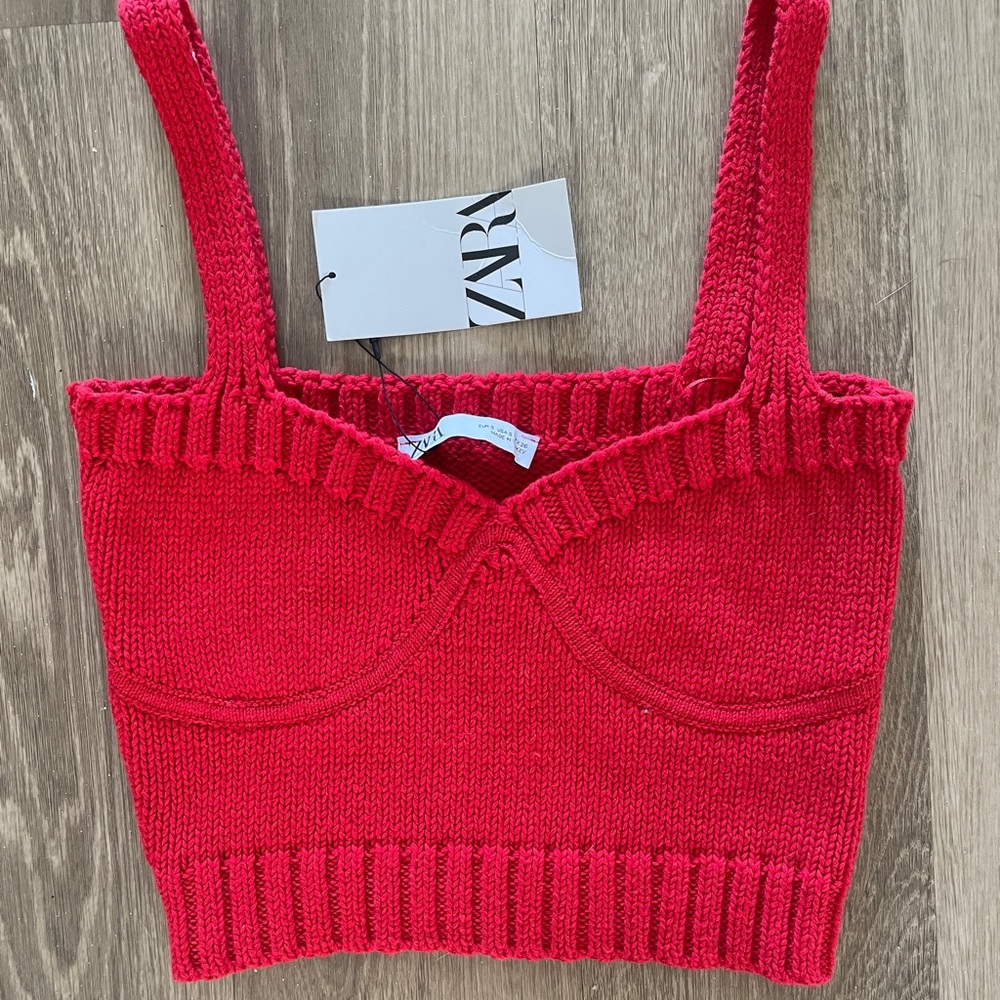 Zara Vibrant Red Knit Top